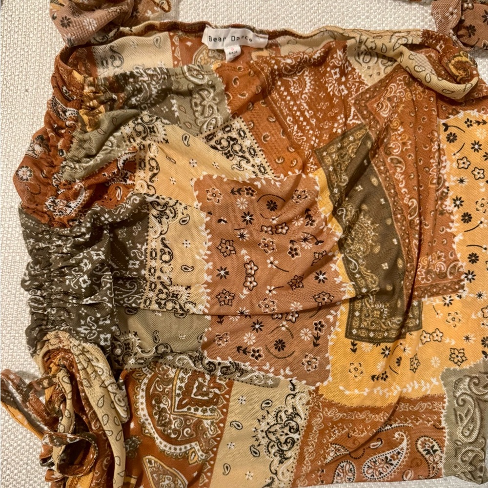 Bear Dance Patchwork Skirt Set in Brown and Tan - Picture 2 of 3